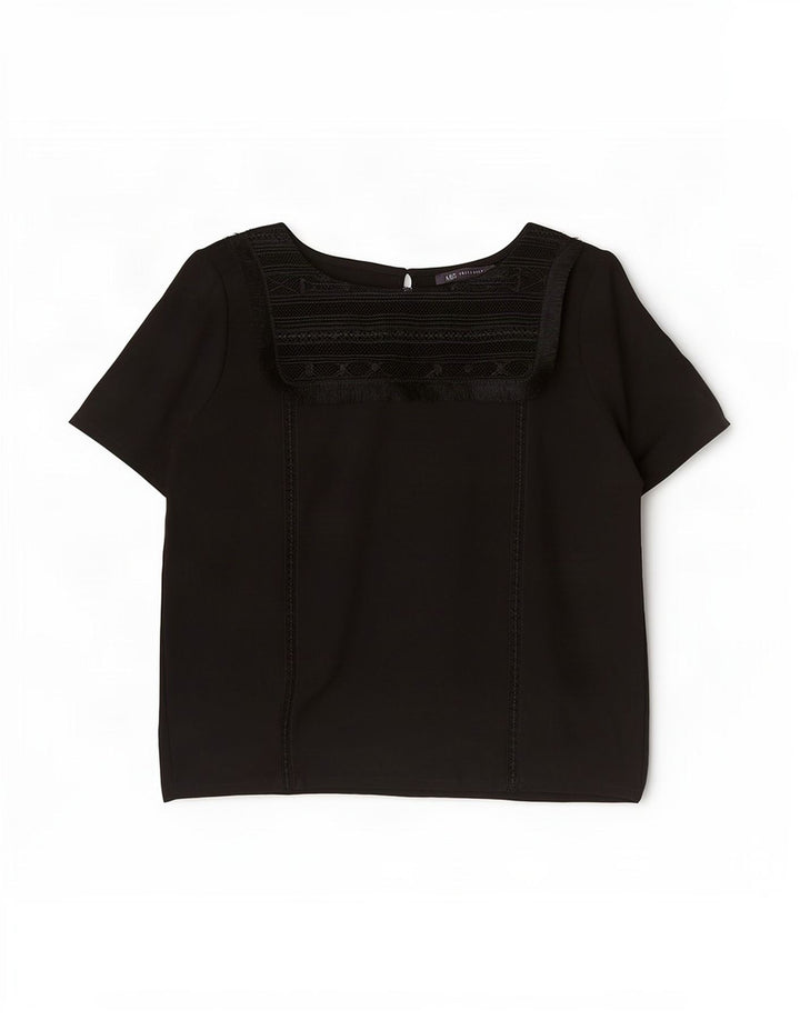 Top camicetta da donna Marks & Spencer UK 14 grande viscosa nera