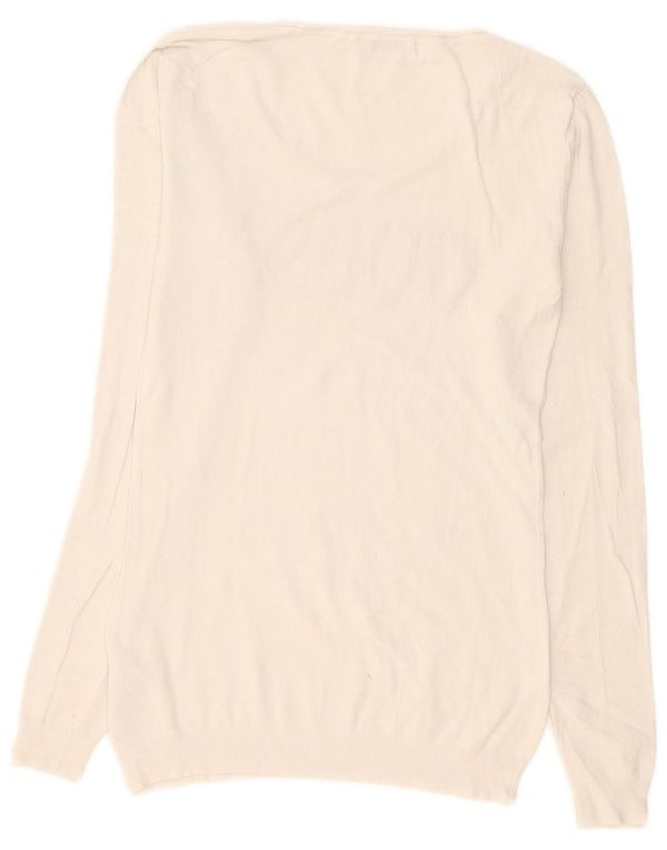 Guess maglione da donna con scollo a barca con grafica UK 14 grande viscosa bianca