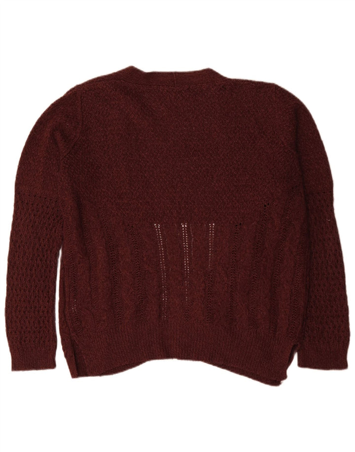 Maglione cardigan aperto oversize da donna Oasis UK 14 Acrilico bordeaux medio