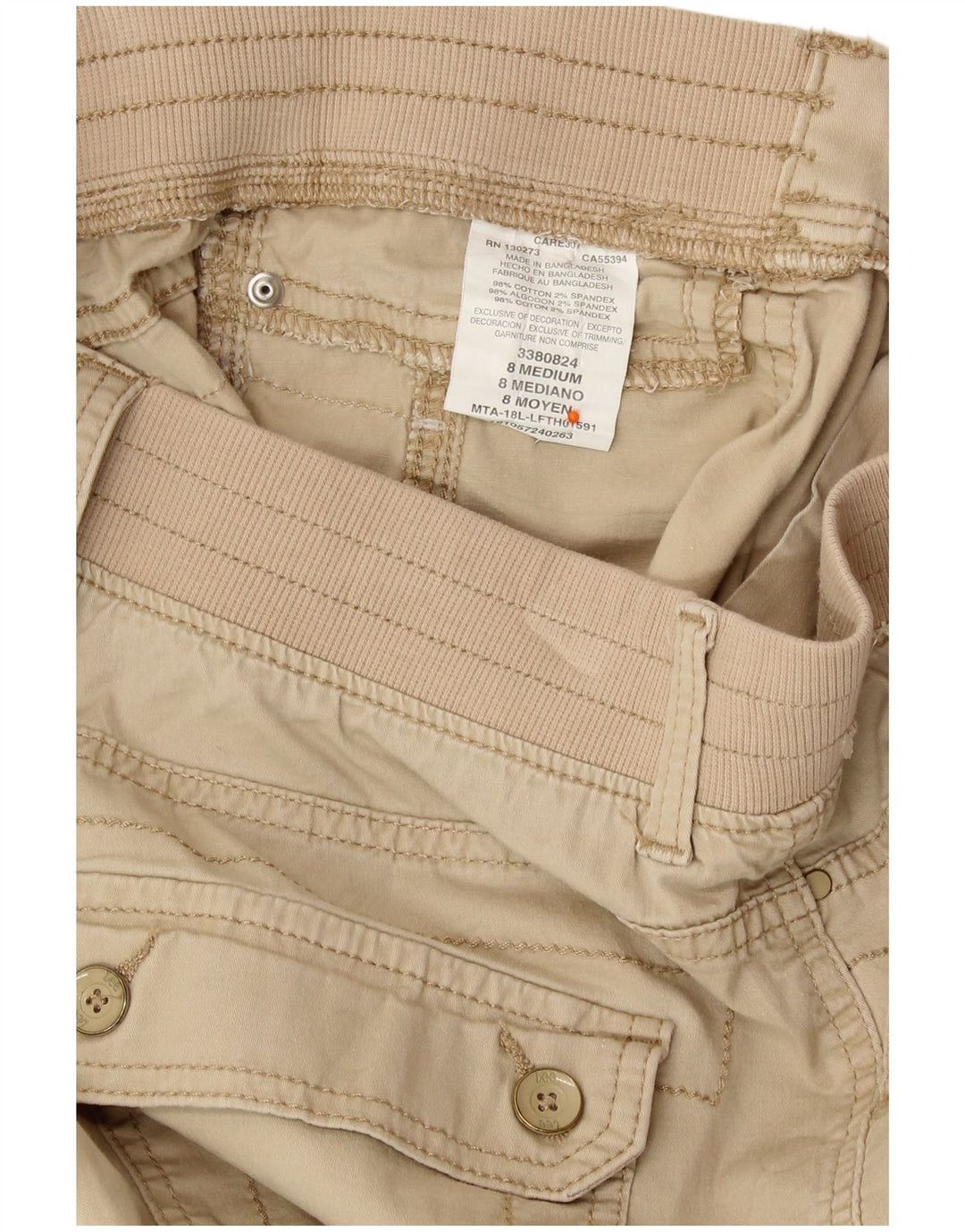 Pantaloni capri cargo dritti da donna LEE US 8 medi W30 L18 cotone beige