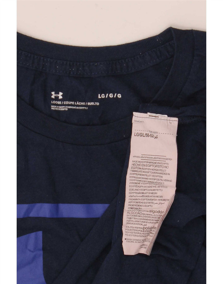 T-shirt grafica da uomo Under Armour Top Large in cotone blu navy