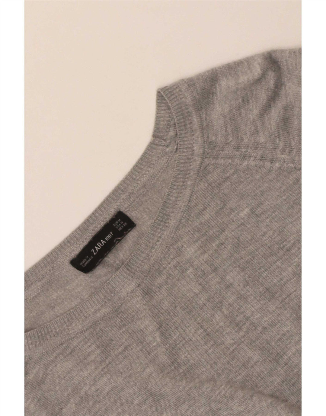Maglione corto con scollo a barca da donna Zara UK 14 Grigio medio