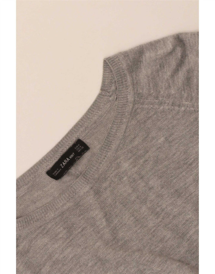 Maglione corto con scollo a barca da donna Zara UK 14 Grigio medio