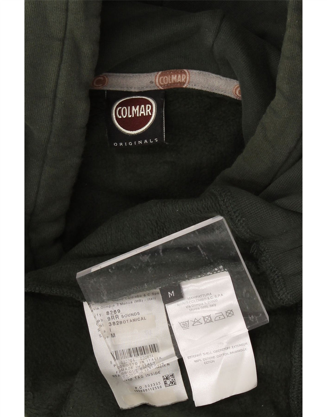 COLMAR Mens Graphic Hoodie Jumper Medium Green Cotton Vintage Colmar and Second-Hand Colmar from Messina Hembry 