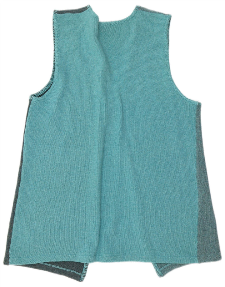 Maglione cardigan da donna VINTAGE UK 14 Large Turchese Colourblock