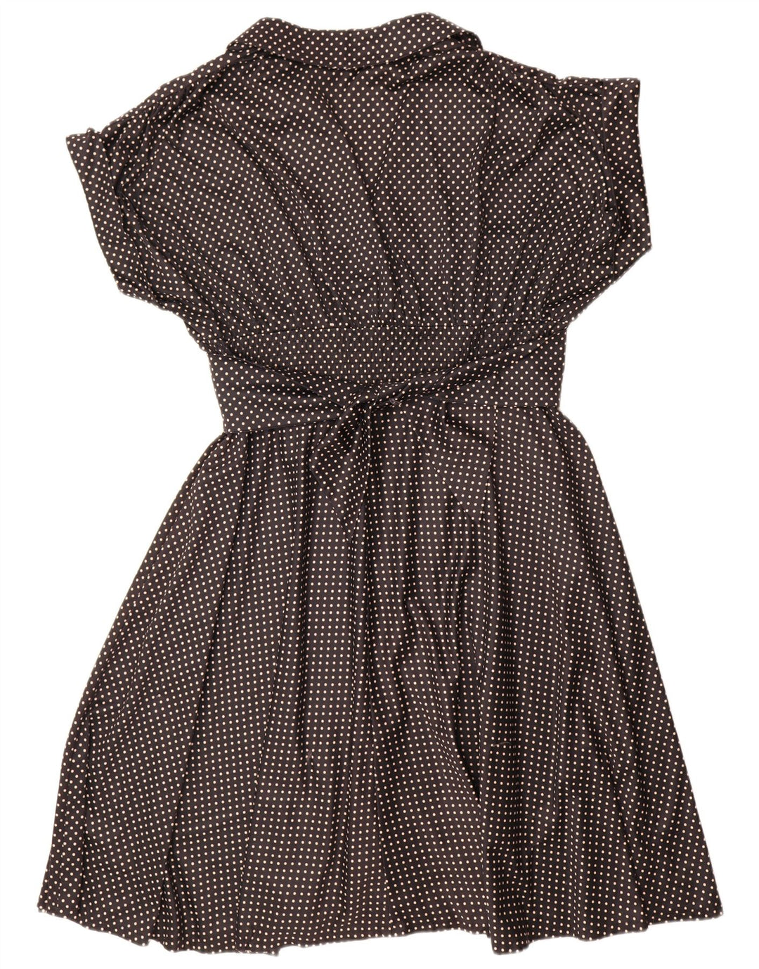 Abito a trapezio da donna vintage UK 18 XL Poliestere maculato nero