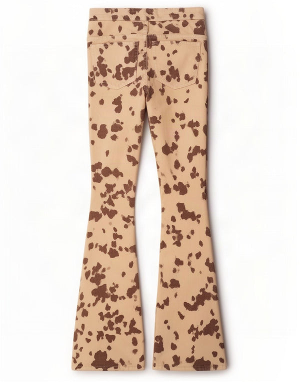 Jeans svasati da donna Zara EU 36 XS W26 L33 Cotone beige con stampa animalier