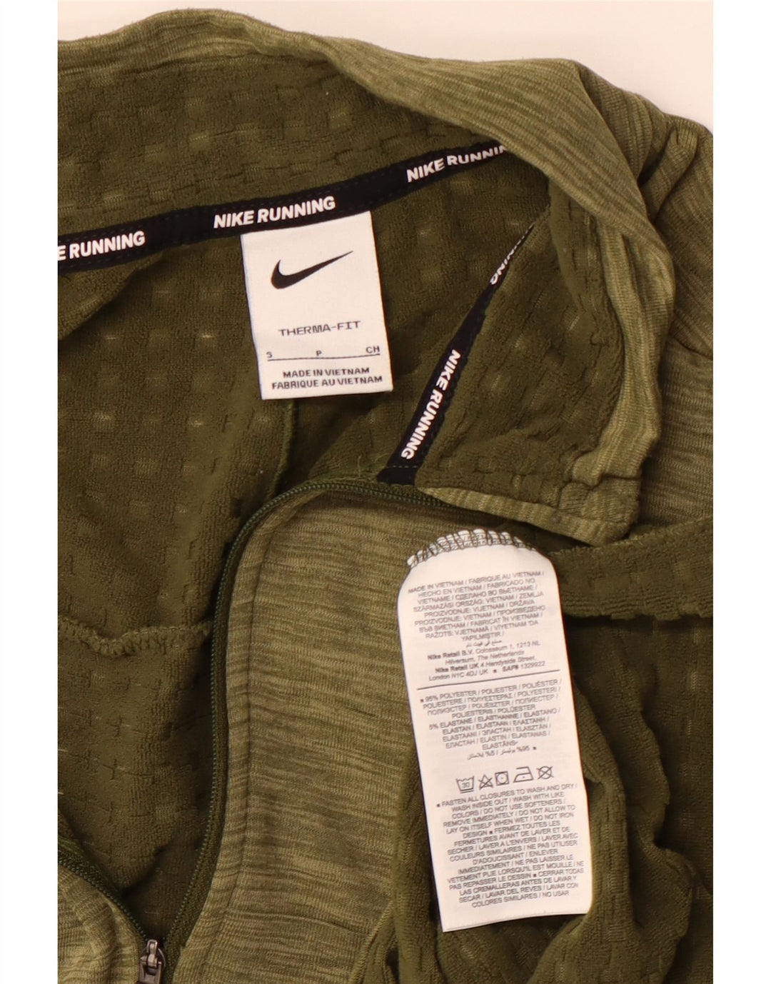 NIKE Top da tuta da uomo Therma-Fit con collo e zip, piccolo color kaki