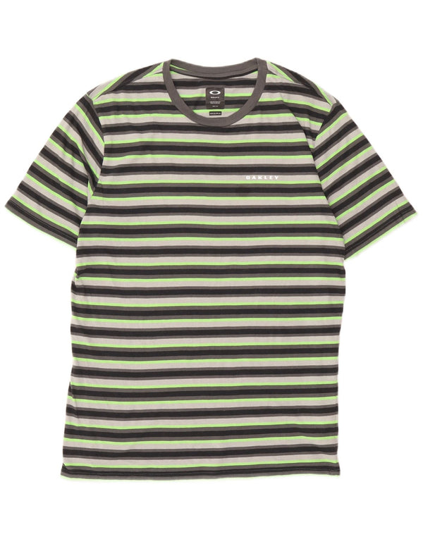 T-shirt Oakley da uomo con vestibilità regolare, XL, in cotone a righe verdi
