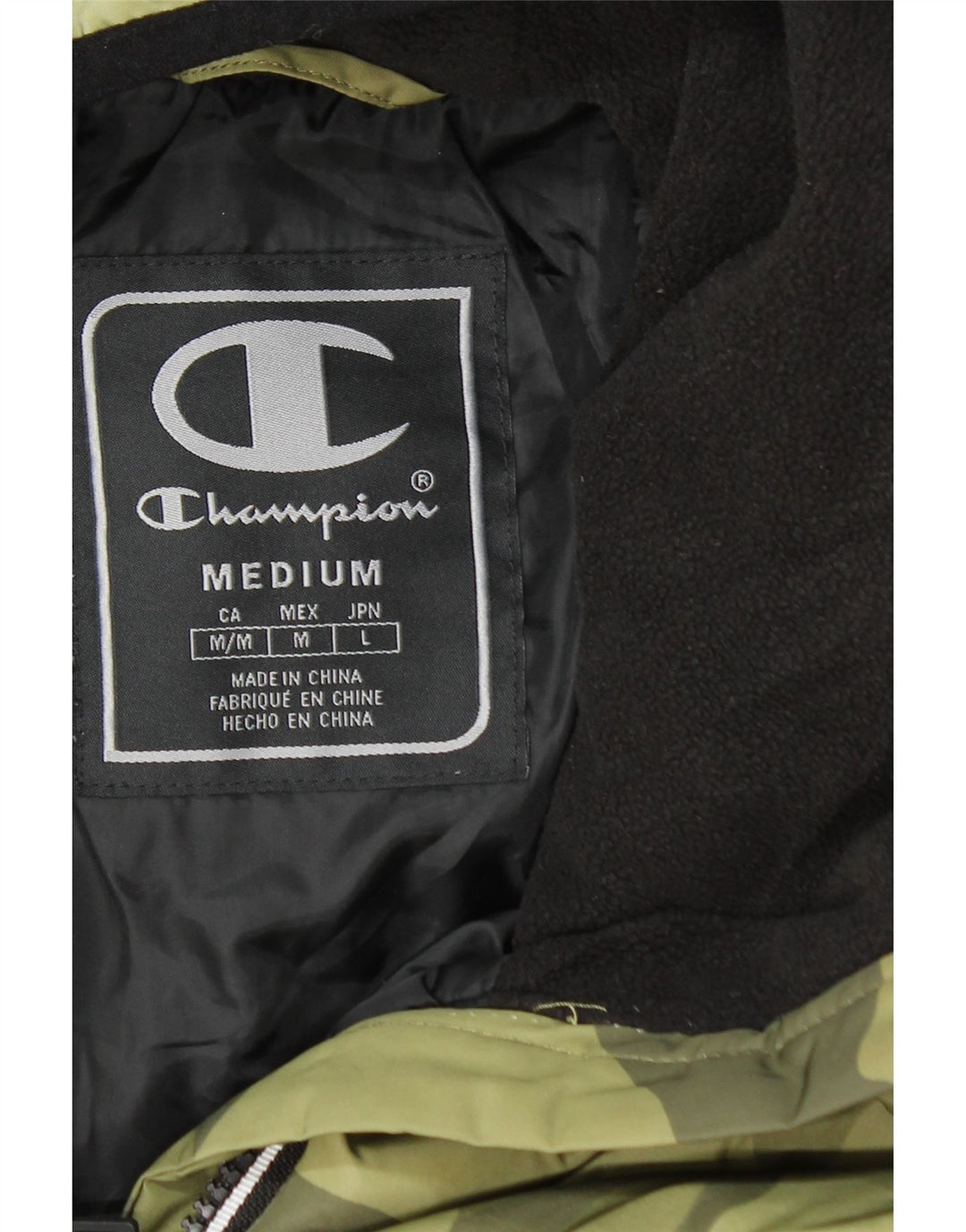 Giacca imbottita pullover con cappuccio da uomo Champion UK 38 Medium Khaki Camouflage