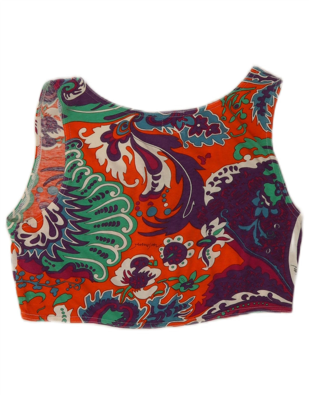 Top corto da donna Moschino UK 16 grande cotone Paisley multicolore