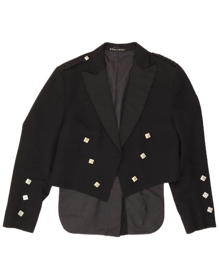 Giacca blazer da donna frac IT 46 Large nera in lana vergine