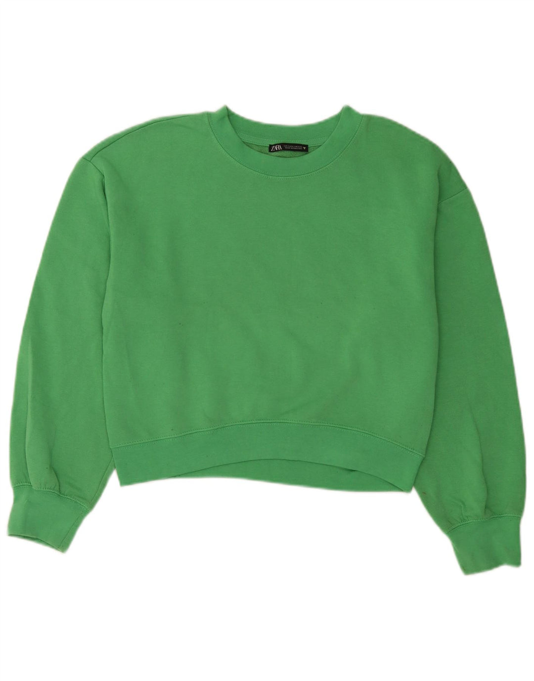 Felpa corta oversize da donna Zara, maglione, UK 10, piccola, verde, in poliestere
