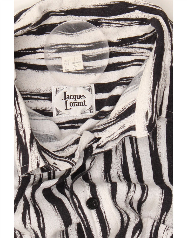 JACQUES LORANT Mens Short Sleeve Shirt Size 15 Medium White Striped Vintage Jacques Lorant and Second-Hand Jacques Lorant from Messina Hembry 