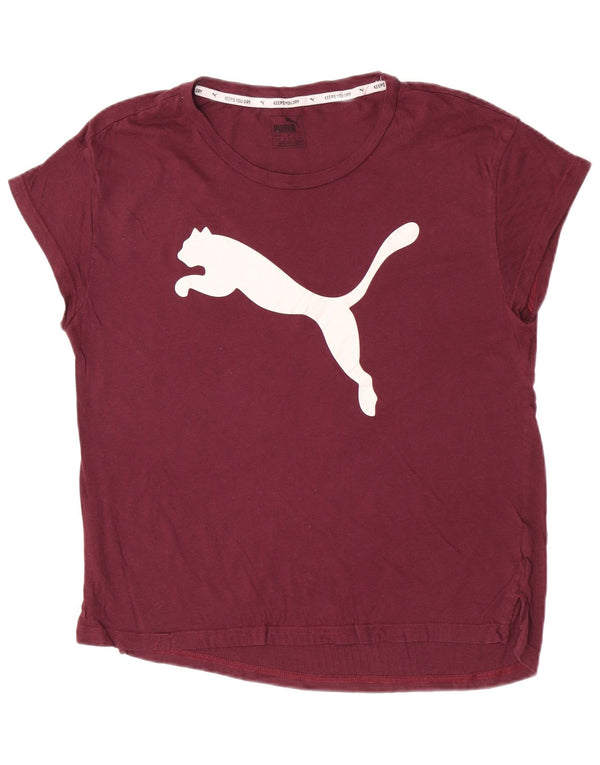 T-shirt grafica regolare a maniche corte da donna Puma UK 12 Borgogna media