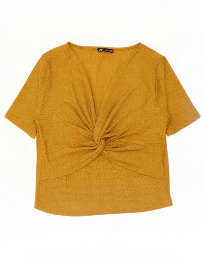 Camicetta da donna Zara Top UK 14 grande poliestere giallo