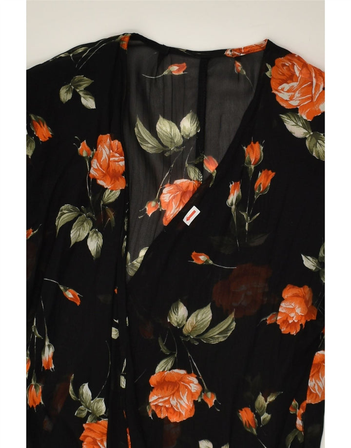 VINTAGE Womens See Through Blouse Top UK 14 Medium Black Floral | Vintage Vintage | Thrift | Second-Hand Vintage | Used Clothing | Messina Hembry 