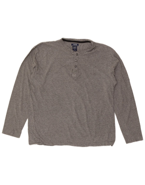 Top IZOD da uomo a maniche lunghe in cotone grigio grande