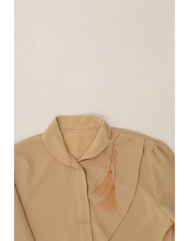 VINTAGE Womens Shirt Blouse EU 40 Medium Beige Polyester Vintage Vintage and Second-Hand Vintage from Messina Hembry 