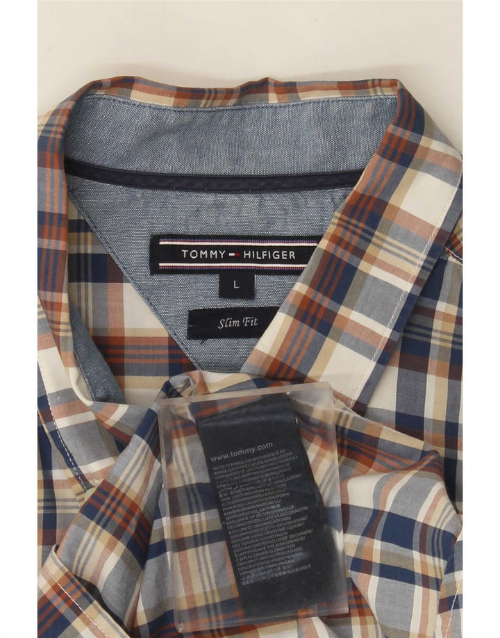 Camicia slim fit a maniche corte da uomo Tommy Hilfiger grande motivo a quadri multicolore