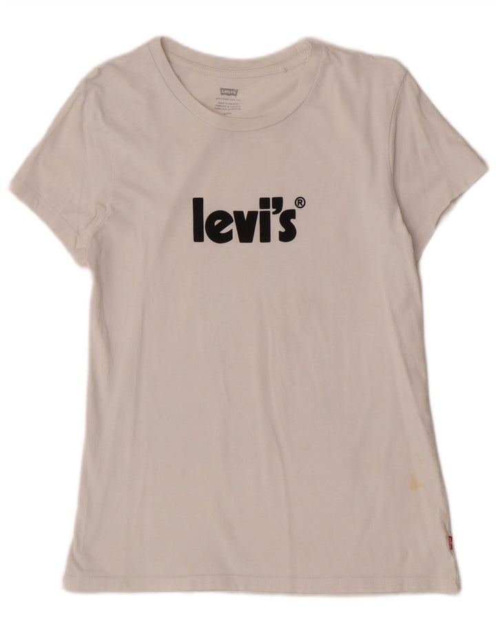 T-shirt grafica da donna Levi's Top UK 10 piccola bianca