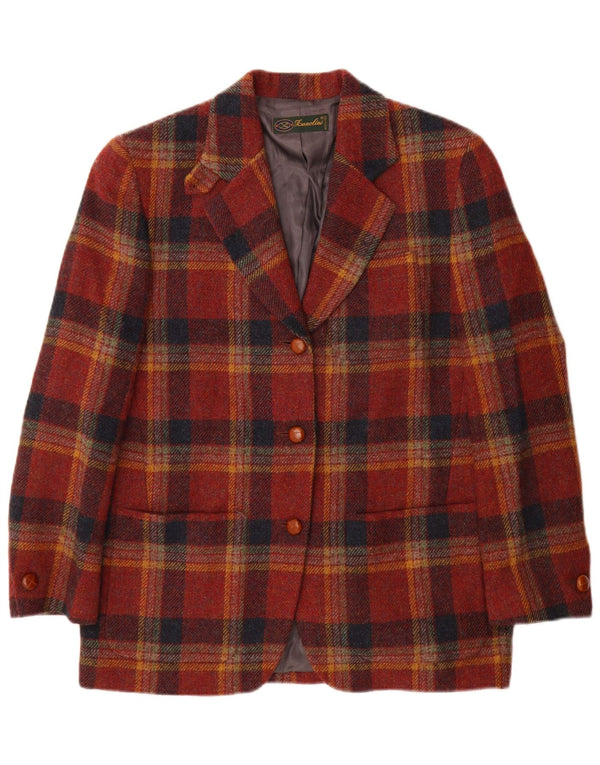Giacca Blazer a 3 Bottoni da Donna Lanolini IT 42 Lana a quadri Marrone Medio