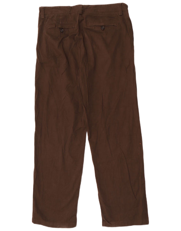 Zara Mens Straight Chino Trousers EU 44 Large W34 L32 Brown Cotton