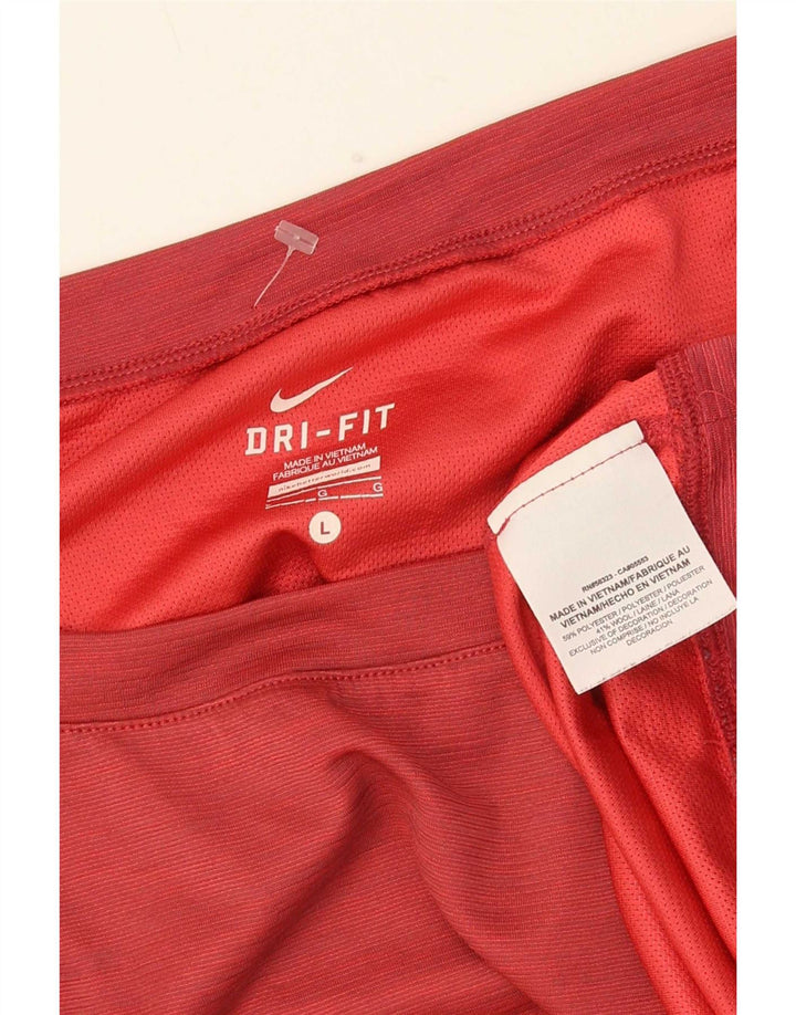 Nike Donna Dri Fit T-shirt oversize Top UK 16 Large Rosso Poliestere