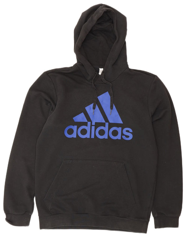 Maglione con cappuccio grafico da uomo ADIDAS UK 40/42 cotone nero medio