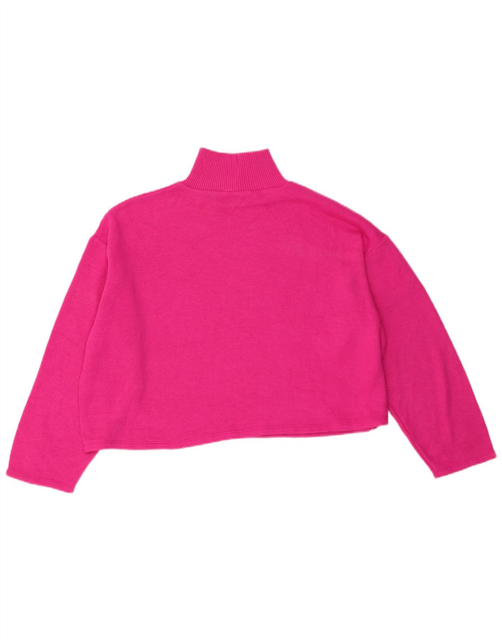 Maglione corto a collo alto corto da donna Zara UK 16 grande rosa