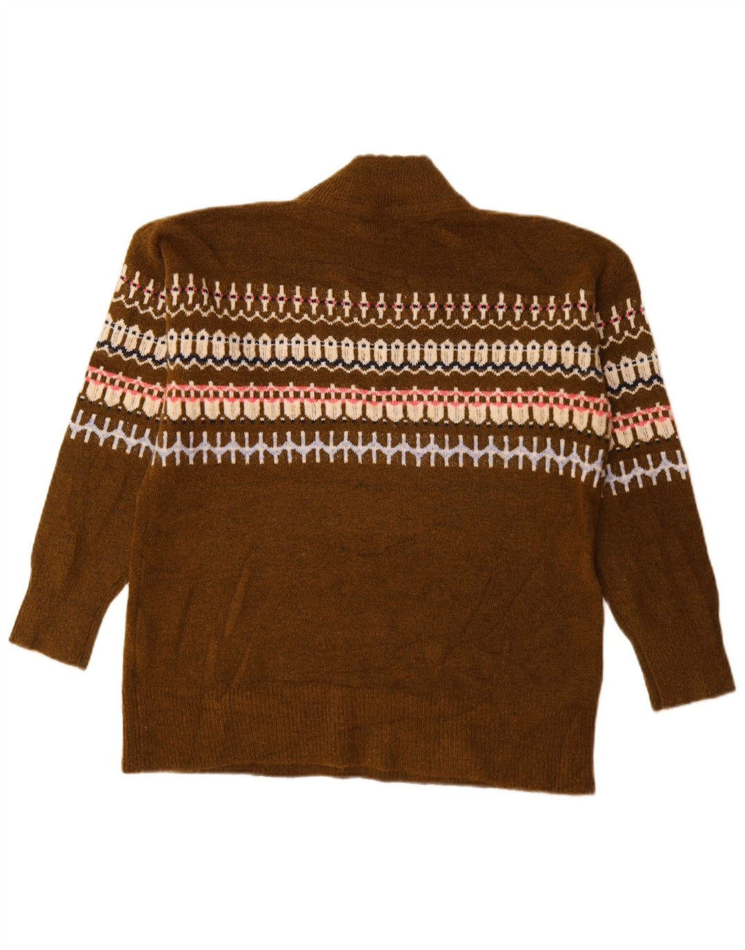 Maglione maglione da donna con collo dolcevita da donna Fat Face UK 12 Medium Khaki Fair Isle