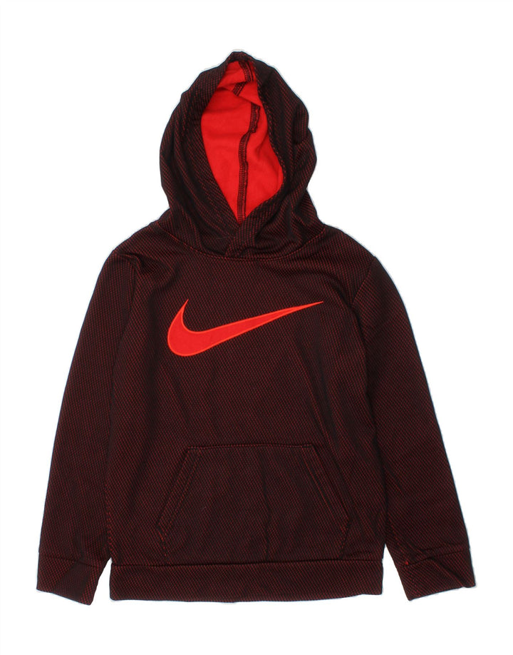 NIKE Boys Hoodie Jumper 6-7 Years Large Burgundy Polyester Vintage Nike and Second-Hand Nike from Messina Hembry 