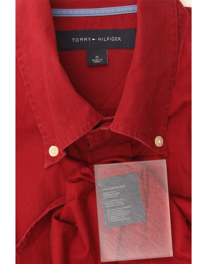 Tommy Hilfiger Camicia a maniche corte da uomo in cotone rosso medio classico