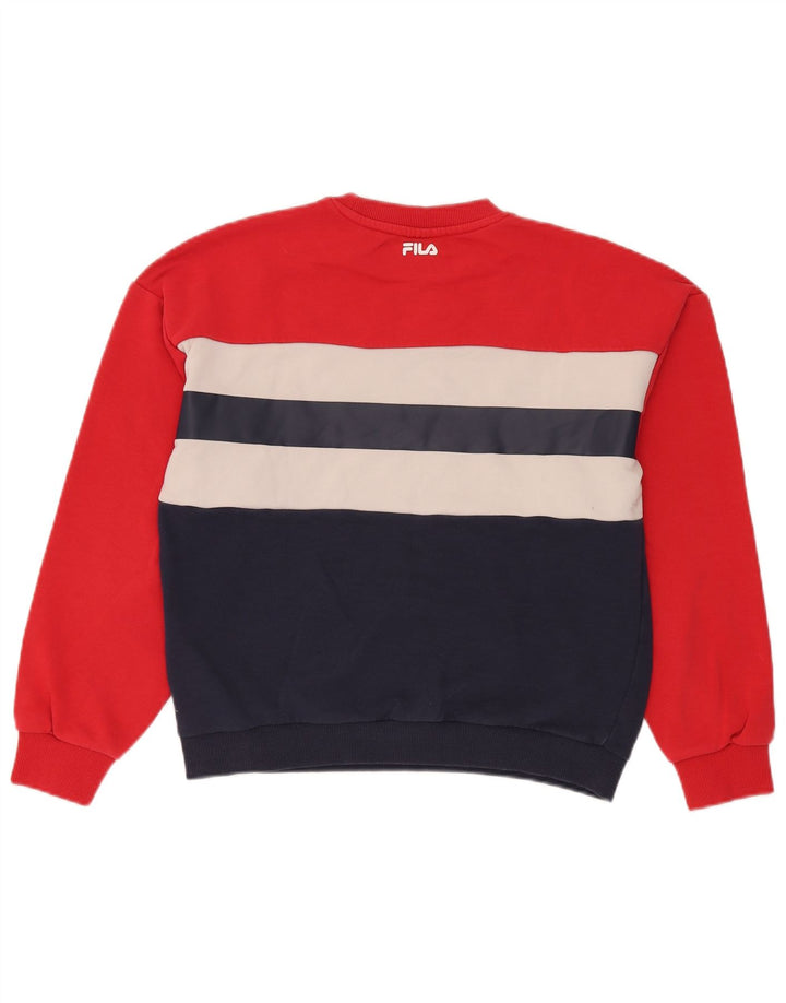 Felpa grafica da donna Fila Jumper UK 14 Cotone color block rosso medio