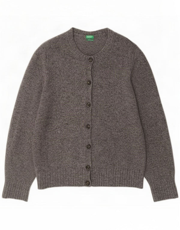 Benetton Womens Oversized Cardigan Sweater UK 14 Medium Grey Wool