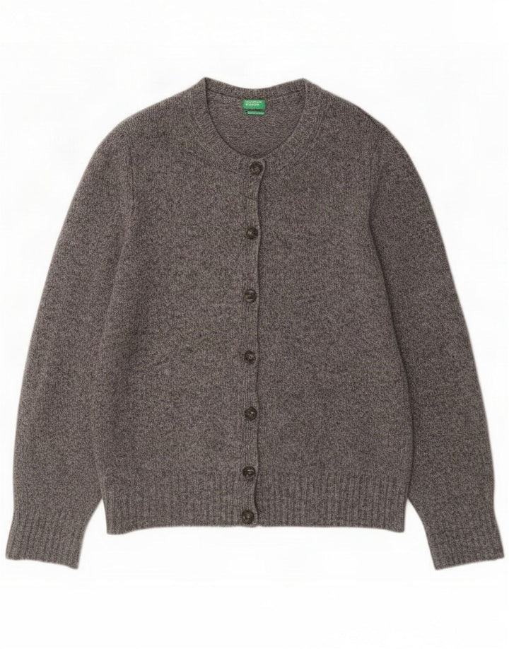 Maglione cardigan oversize da donna Benetton UK 14 Lana grigio medio