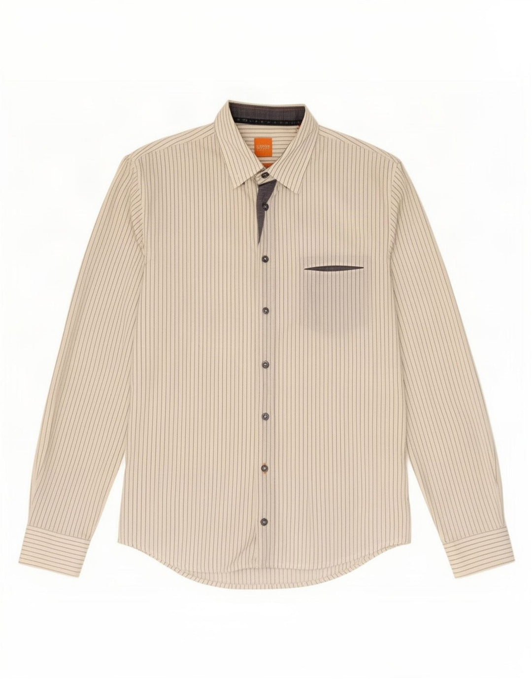 Camicia slim fit da donna Hugo Boss in cotone gessato bianco medio