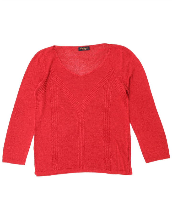 Luisa Spagnoli maglione da donna oversize con scollo a V UK 10 piccolo rosso
