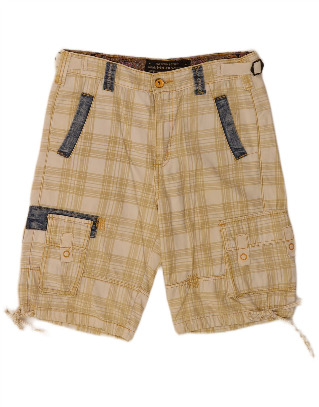 Pantaloncini cargo regolari da uomo vintage IT 48 medi W34 scozzese beige