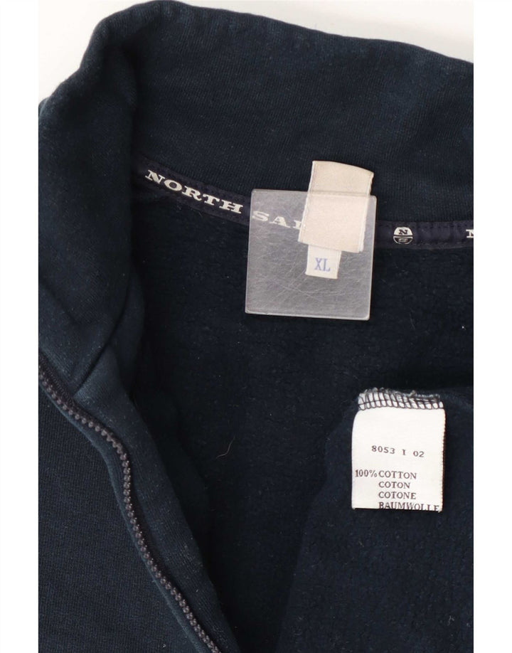 Felpa North Sails da uomo con zip e collo, maglione XL, cotone blu navy