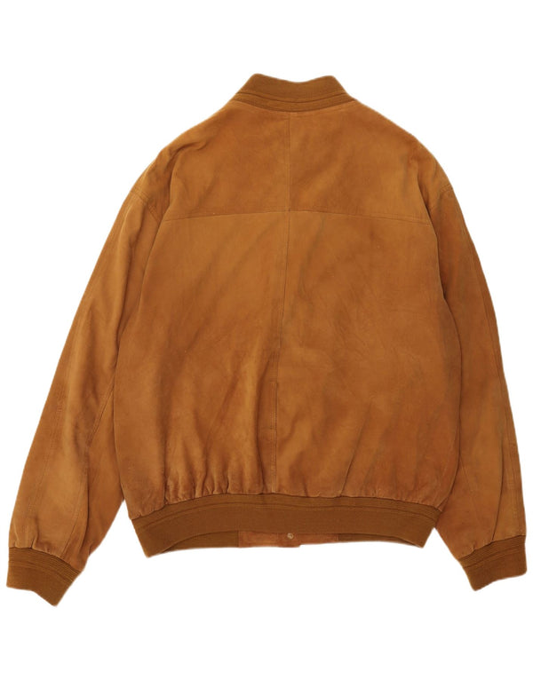 Giubbotto bomber vintage in pelle scamosciata da uomo IT 56 3XL in pelle marrone
