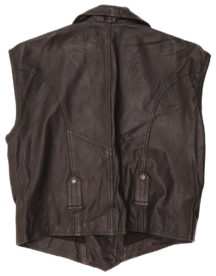Gilet in pelle da donna vintage IT 44 medio in pelle nera