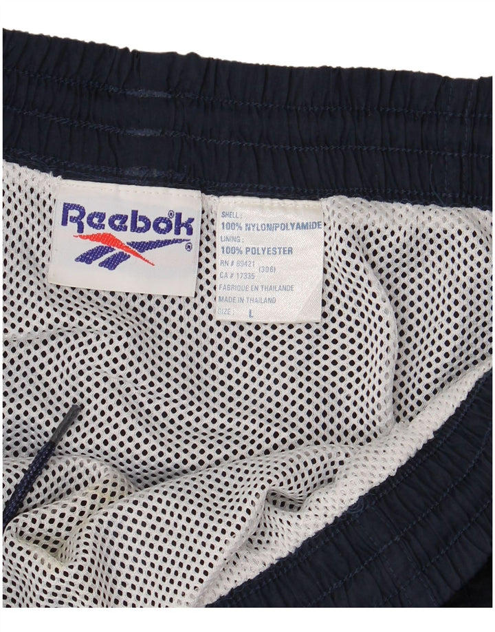 Pantaloncini da bagno grafici da uomo REEBOK grandi in nylon blu navy