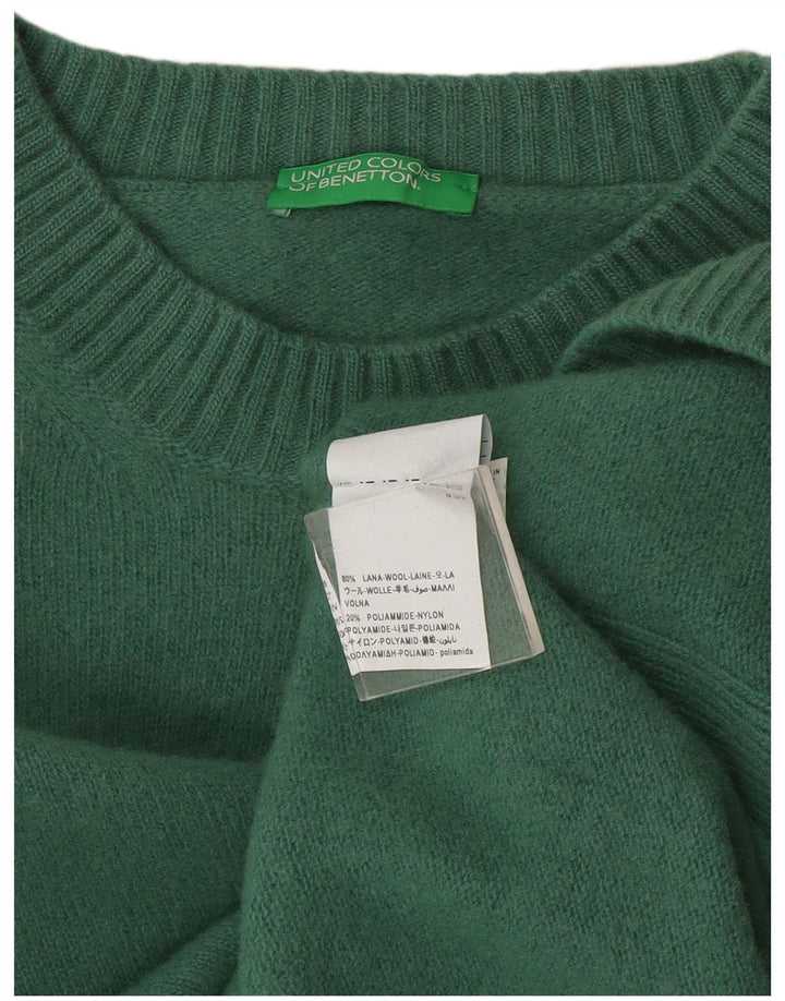 Maglione da donna con scollo a barca Benetton UK 16 Large Green Wool
