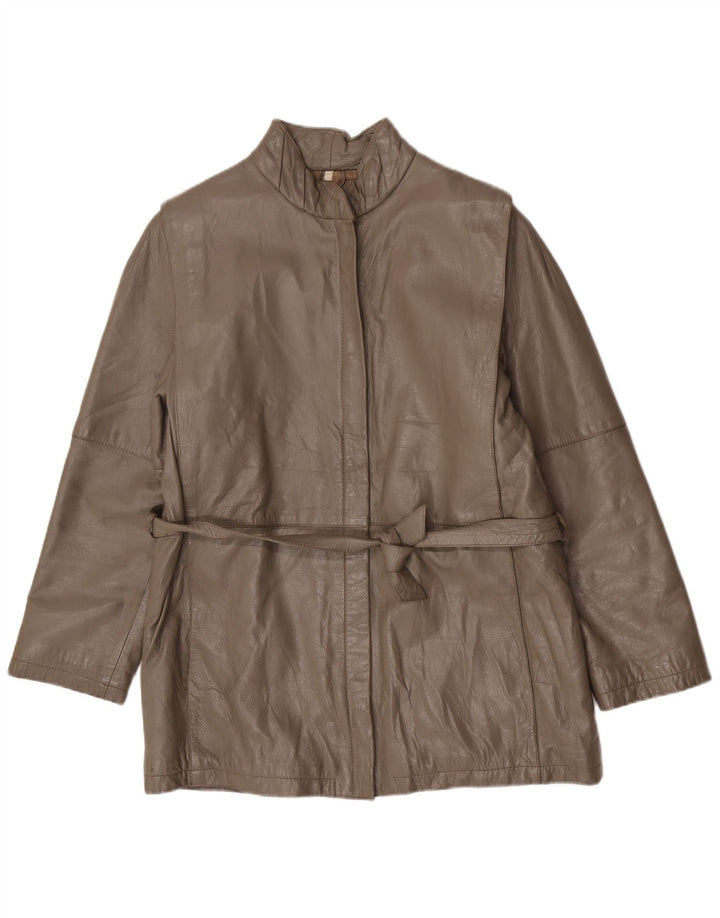 Giacca vintage da donna vestibilità regolare IT 46 grande classica in pelle grigia