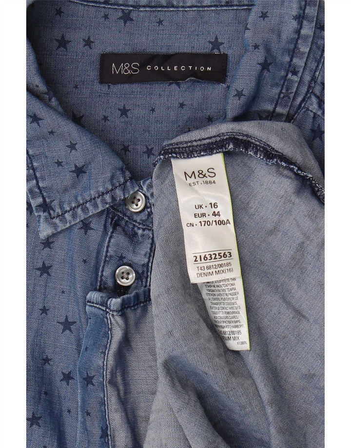 Camicia Marks & Spencer da donna con motivo astratto lungo UK 16 grande blu
