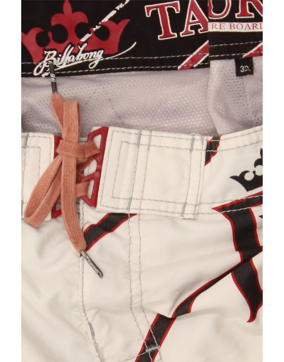 BILLABONG Pantaloncini da bagno grafici da uomo a righe medie di colore bianco sporco