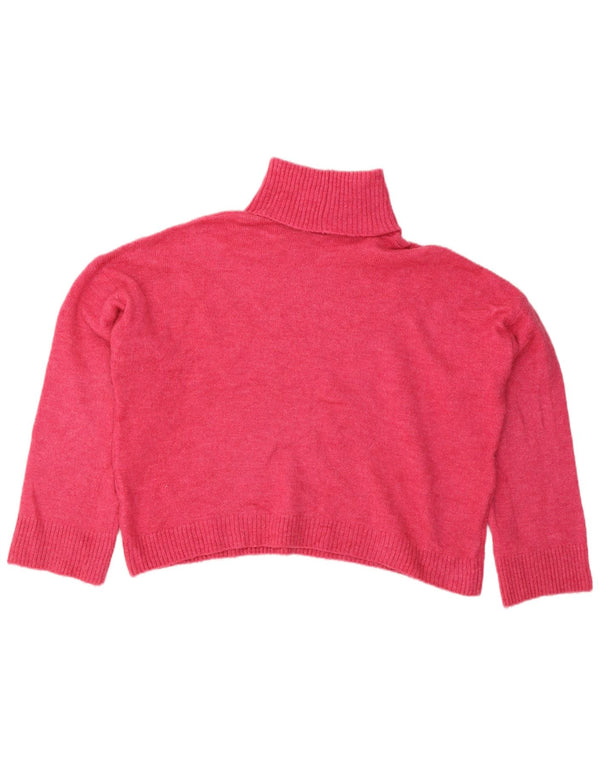 Maglione corto oversize a collo alto corto da donna Zara UK 14 Rosa medio
