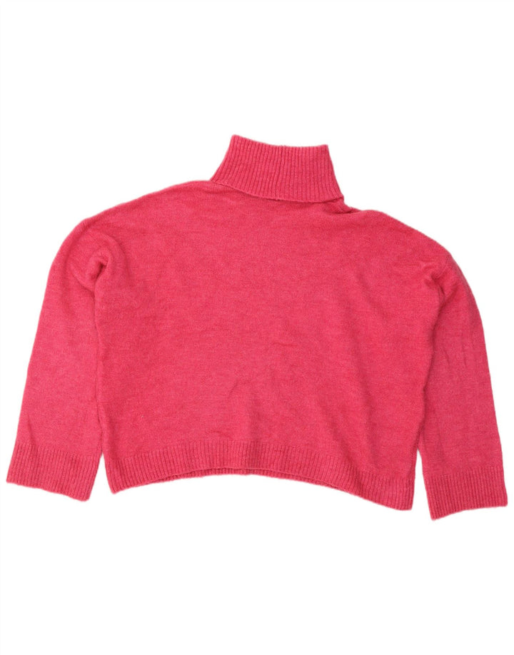 Maglione corto oversize a collo alto corto da donna Zara UK 14 Rosa medio