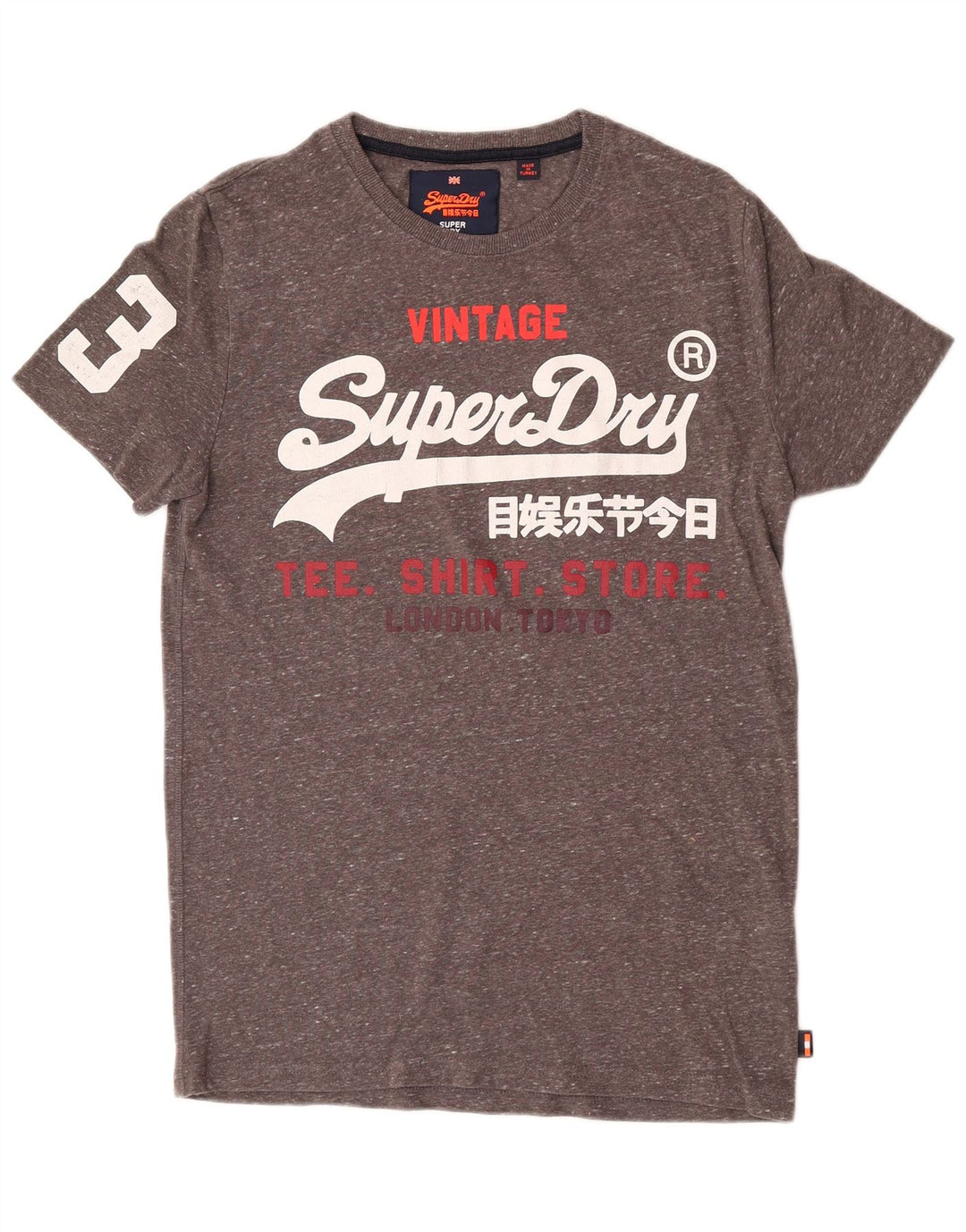 T-shirt grafica da uomo Superdry Top in cotone chiazzato grigio medio